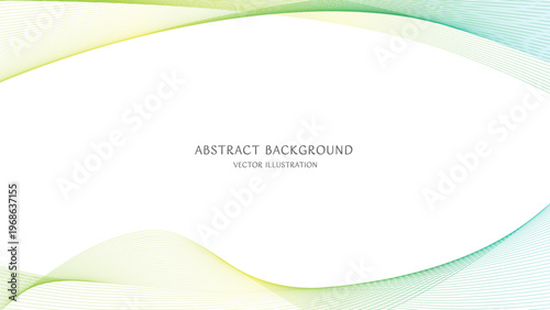 テキストスペースのある緑色のグラデーションの抽象的な曲線の背景素材。16:9サイズのベクターイラスト