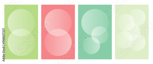 Set of color gradient round shapes. Futuristic abstract backgrounds with light soft colored spheres for creative graphic design. Vector illustration.