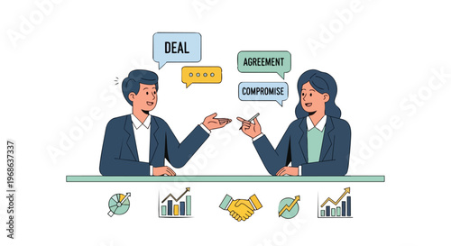 Business Professionals Discussing Agreement and Compromise in Office Meeting