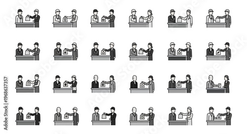 various business people working together.