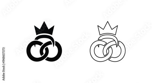 Royal Crown Linked Rings Elegant Jewelry Designs Vector