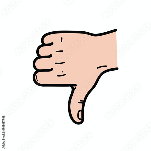 Cartoon hand giving a thumbs-down gesture, indicating disapproval or rejection