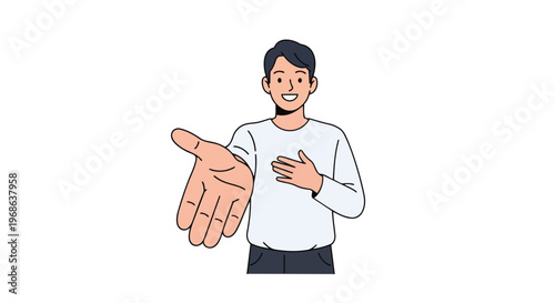 Friendly young man extending hand for a handshake or greeting