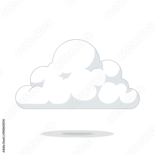 Cartoonish white cloud with subtle gray shading and a light shadow