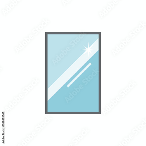 Simple icon of a clean, reflective window with a gray frame and light blue tint