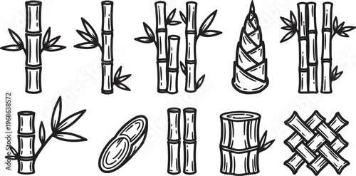 Cuadro en lienzo A collection of various tools and utensils in black and white sketches Vector