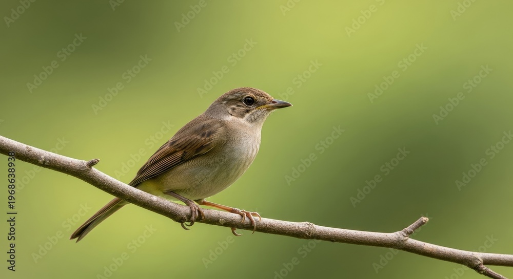 Obraz premium Small bird perched on a branch against a blurred green background