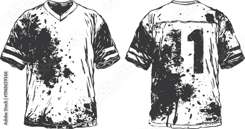 grunge distressed sports jersey front and back with number eleven design