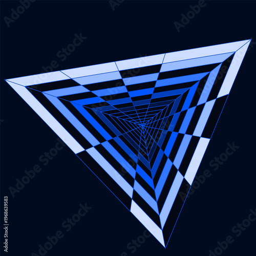 Blue Geometric Triangular Deep Receding Tunnel