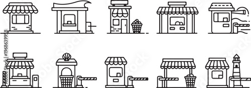 Foto Sketch illustrations of various types of houses and buildings Vector