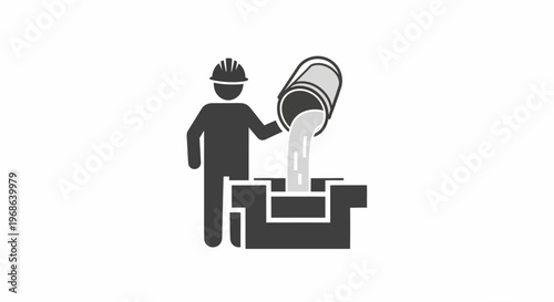 Construction worker pouring concrete foundation.