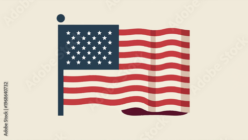 American flag icon, USA flag symbol, patriotic vector, flag illustration