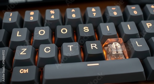 Close-up of a mechanical keyboard with illuminated keys.