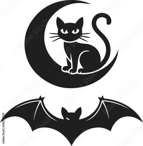 Two aggressive great white sharks depicted in a clean black and white minimalist artistic style.