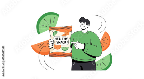 Man Holding Healthy Snack Pack with Citrus Slices