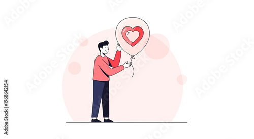 Man Holding Heart Balloon - Love, Romance, Valentine's Day Concept