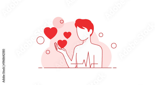 Man Holding Hearts, Love, Health, Emotion, Care, Romance, Valentine, Relationship, Abstract