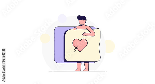 Man Holding Heart Symbol Icon - Love Symbol, Valentine's Day, Romance Concept