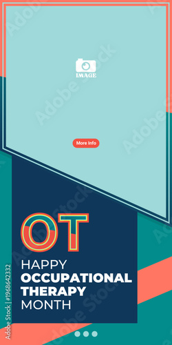 National Occupational Therapy Month. Vertical Banner design for greetings, campaigns, annual events in April