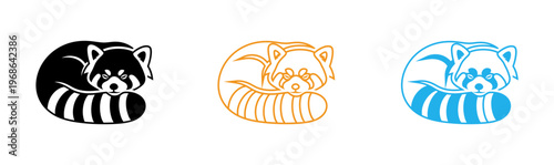 Colorful raccoon icons in black, Orange, And blue for logo or symbol use