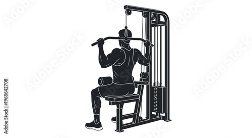 Man exercising on gym equipment machine.