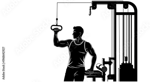 Man exercising with gym equipment.