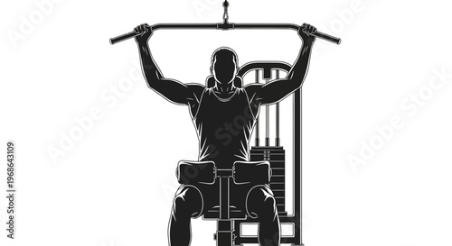 Man exercising on gym equipment.