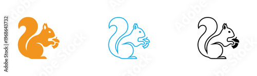 Squirrel Icon Set Minimal Line Style Wildlife Animal Nature Symbol Collection