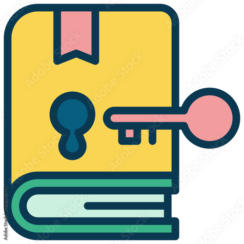 book key lock knowledge education success learning filled outline icon
