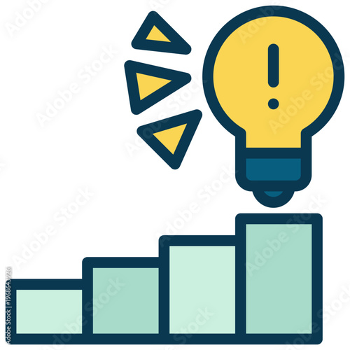 light bulb idea success stairs podium reward knowledge filled outline icon