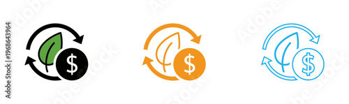 Financial icons set money growth investment finance symbols