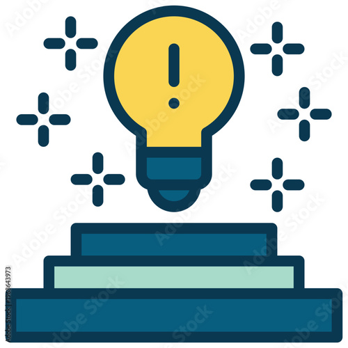 podium success reward light bulb knowledge learning filled outline icon