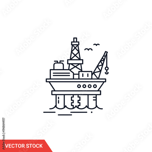 Large offshore oil drilling platform ship.