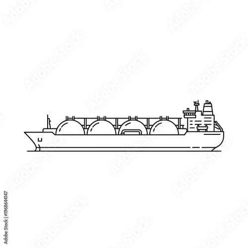 LNG carrier tanker ship with spherical cargo tanks.