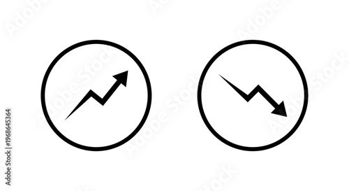 Growth and decline icon in circular outline. Up down trend symbol. Increase decrease arrow sign