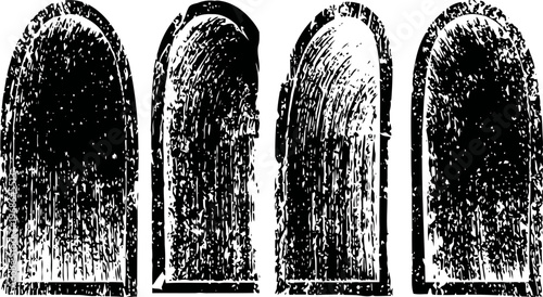 black ink grunge fingerprints set four distinct thumbprint textures for identity and security concept