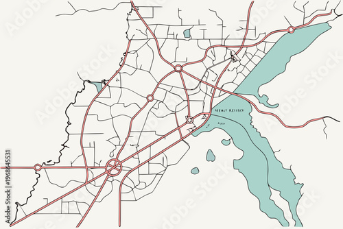 Vector road map of the city of  Madison Alabama in the United States of America on a white background. vector