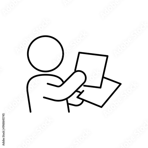 ビラ配りをしている人の線画アイコン