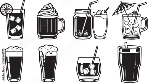 Foto Various old-fashioned coffee brewing machines and devices Vector