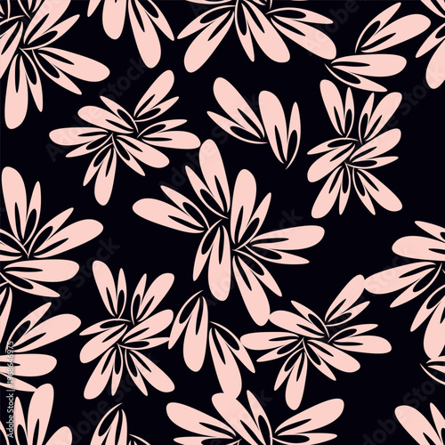 Cute seamless pattern with decorative flowers and leaves can be used for wallpapers, surface textures, textile,linen, kids cloth, pattern fills, page backgrounds and more designs