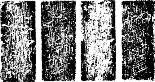 Grunge vertical wood texture set with distressed and scratched surface patterns
