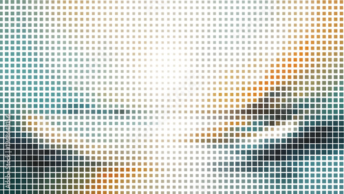 Teal Gold Square Halftone Geometric Mosaic Abstract Background