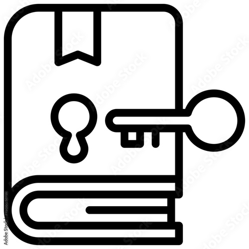 book key lock knowledge education success learning simple line icon
