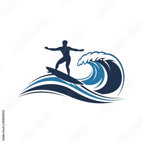 Surfer Silhouette Riding a Crashing Ocean Wave