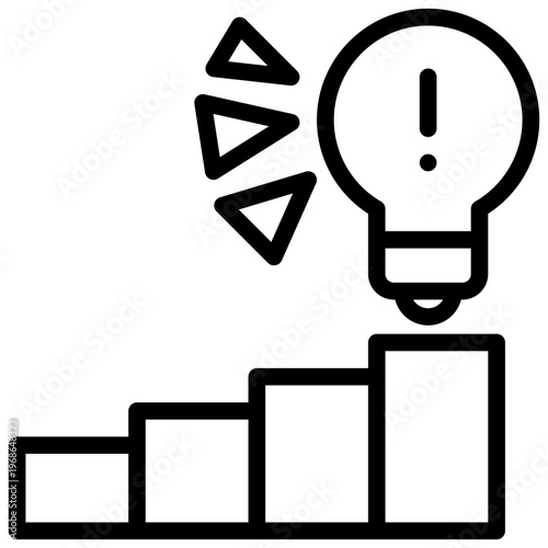 light bulb idea success stairs podium reward knowledge simple line icon