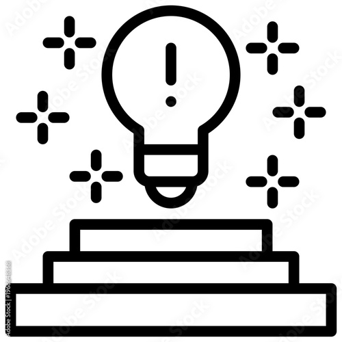 podium success reward light bulb knowledge learning simple line icon