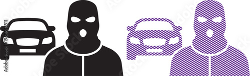 Vector car thief icons with vector icon