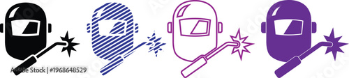 Vector welding mask and torch icons