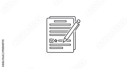 Document Review Icon – Checklist, Rating and Approval Form Line Icon