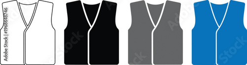 Vector simple vest garment icon set with clothing item with line art